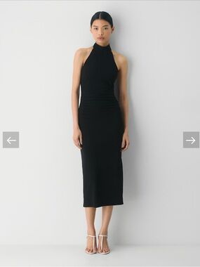 WILFRED Black Halter Midi Dress